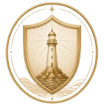 Phare protégé par un bouclier symbolisant la valeur de sécurité